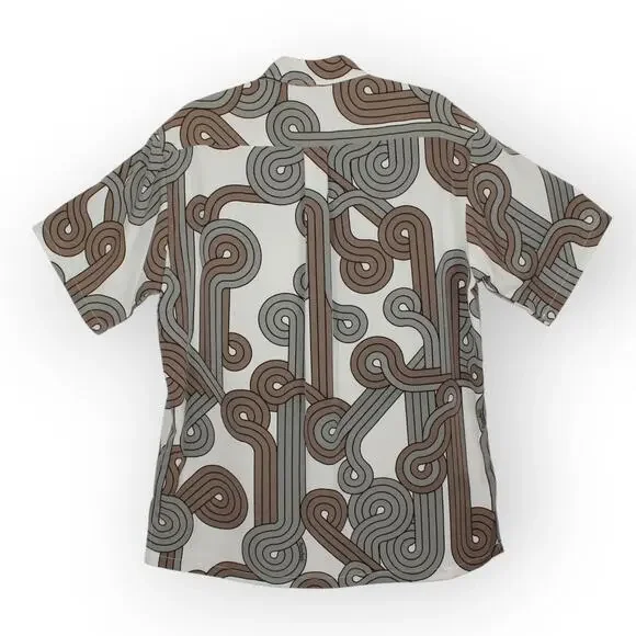 Medium MANUHEALI'I Aloha Hawaiian Shirt USA Retro Abstract Modern Art